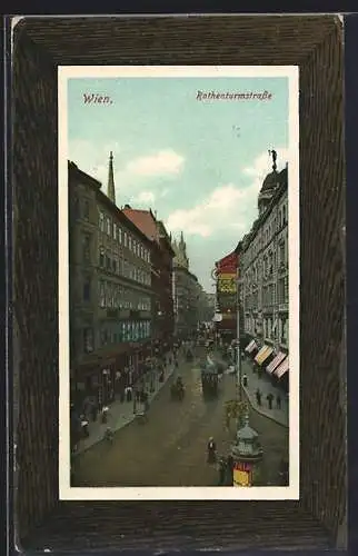 AK Wien, Rothenturmstrasse mit Türmen aus der Vogelschau, im Rahmen