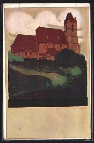 Künstler-AK Eisenstadt, St. Michaels Kirche