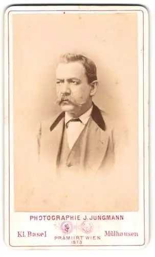 Fotografie J. Jungmann, Mülhausen, Rue de la Sinne 51, Porträt eines Herren