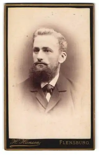 Fotografie H. Hansen, Flensburg, Norderstrasse 51, Porträt eines bärtigen Mannes