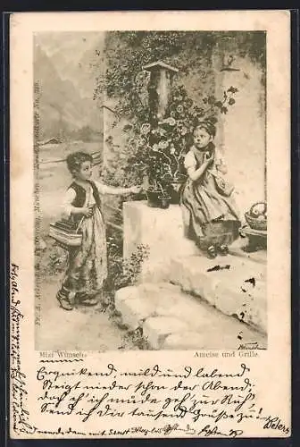 Künstler-AK Mizi Wunsch: Ameise und Grille