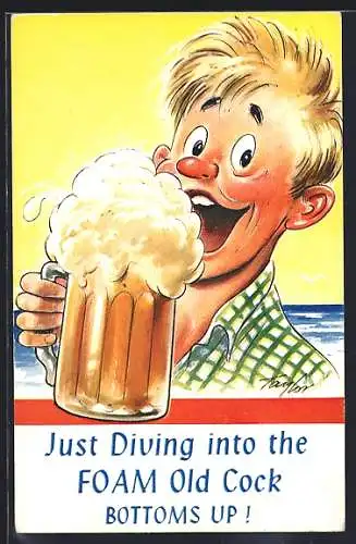 Künstler-AK Arnold Taylor: Just diving into the Foam...