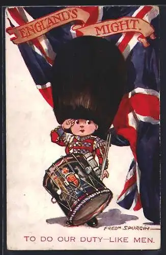Künstler-AK Fred Spurgin: England`s Might, To do our duty - like men