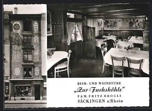 AK Säckingen a. Rhein, Restaurant Zur Fuchshöhle, Bes. Fam. Fritz Brogli