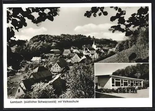 AK Lembach /Schwarzwald, Volksschule und Totalansicht