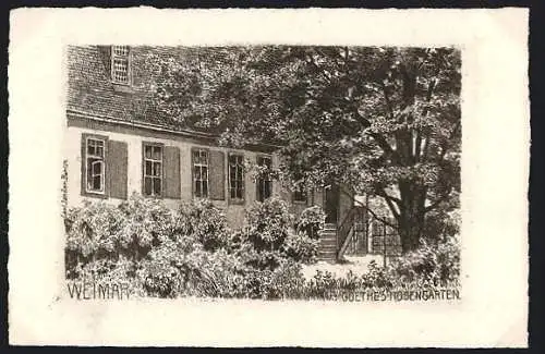 Künstler-AK Weimar / Thüringen, Goethes Rosengarten