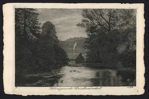 Künstler-AK Wernigerode, Cristianental mit Teich