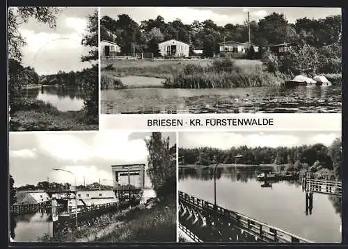 AK Briesen / Mark, Kersdorfer Schleuse, Panorama vom Wasser aus
