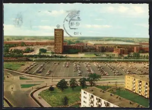 AK Wolfsburg, VW-Werk vom Hochhaus Saarstrasse aus