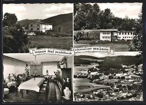 AK Berleburg /Wittgenstein, Pension Hof Mühlbach H. Schneider, Gebäude- u. Innenansichten, Ortsansicht