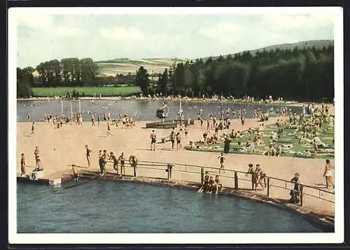 AK Grossschönau / Sachsen, Waldstrandbad aus der Vogelschau