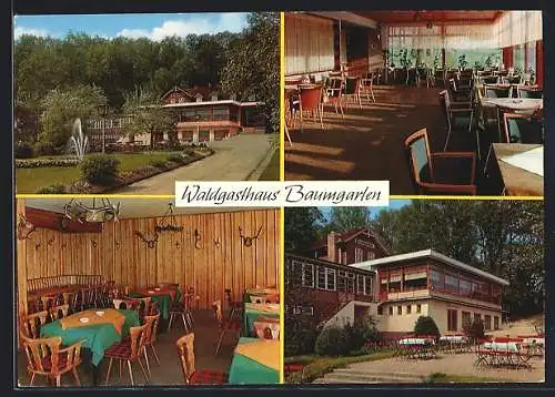 AK Bistensee /Eckernförde, Waldgasthaus Baumgarten mit Innenansichten