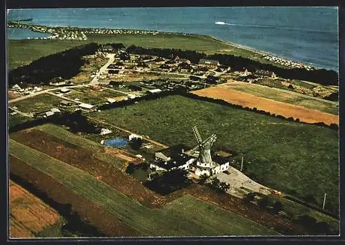 AK Westerholz /Flensburger Förde, Gesamtansicht mit Windmühle, Fliegeraufnahme