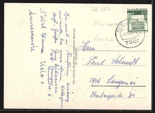 AK Forchheim /Karlsruhe, Neue Heimat, Hauptstrasse, Kirchenpartie