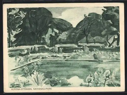 Künstler-AK Hamburg-Ottensen, Im Rathenau-Park