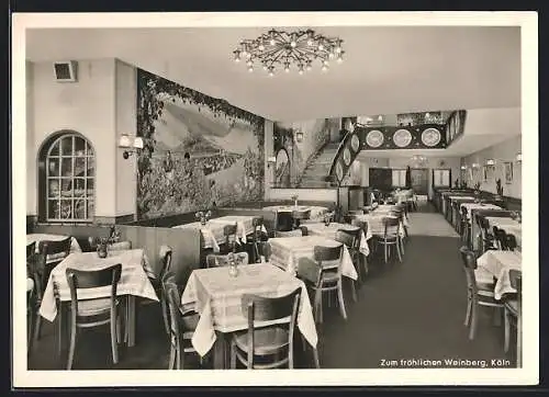 AK Köln-Neustadt, Gasthaus zum fröhlichen Weinberg, KaiserWilhelm-Ring, Innenansicht