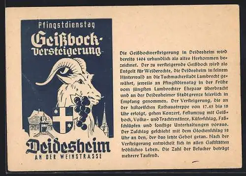 AK Deidesheim / Weinstrasse, Pfingstdienstag Geissbockversteigerung, An der Weinstrasse, Volksfest
