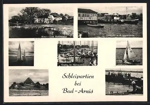 AK Bad Arnis, Kinderheim Sundsacker, Fähre, Schleipartien