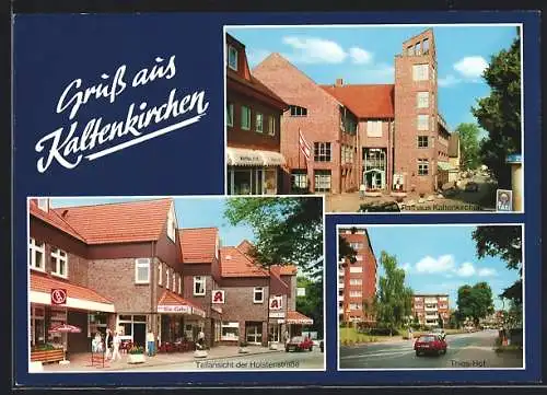 AK Kaltenkirchen, Holstenstrasse mit Eiscafe, Thies-Hof