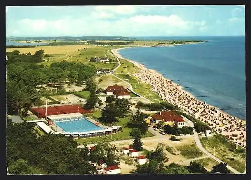 AK Hohwacht, Strandbad und Schwimmbad aus der Vogelschau