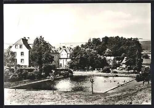 AK Klaffenbach / Sachsen, Freibad mit Badegästen