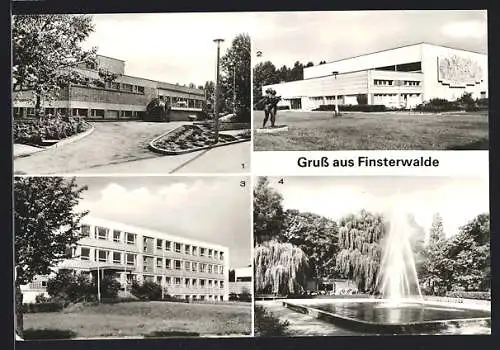 AK Finsterwalde, Schwimmhalle, Neue Sporthalle, Polytechnische Oberschule, VVN-Denkmal