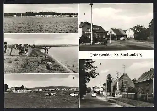 AK Grünewalde / Lausitz, Lauchhammerstrasse, Mückenberger Strasse, Campingplatz und Strandbad