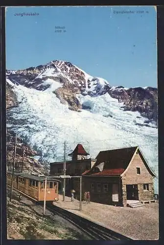 AK Jungfraubahn mit Mönch und Eigergletscher