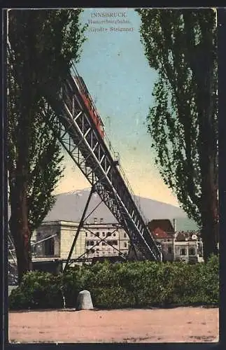 AK Innsbruck, Hungerburg-Bergbahn auf der grössten Steigung