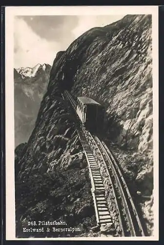 AK Pilatusbahn an der Eselwand mit Berneralpen