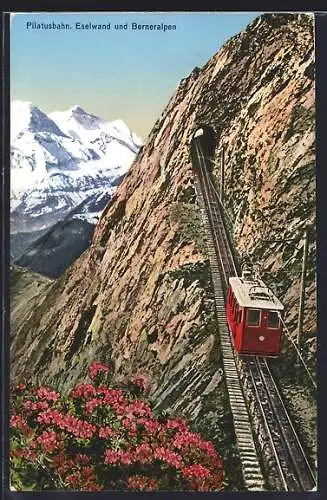 AK Pilatusbahn an der Eselwand mit Berneralpen