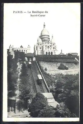 AK Paris, La Basilique du Sacré-Coeur, Bergbahn