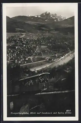 AK Innsbruck, Hungerburgbahn mit Blick auf den Ort und Serles