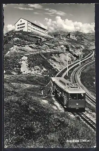 AK Rigi-Kulm, Panorama mit Bergbahn