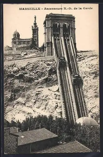 AK Marseille, Ascenseurs N.-D. de la Gare, Bergbahn