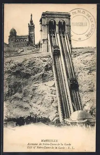 AK Marseille, Ascenseur de Notre-Dame de la Garde, Bergbahn