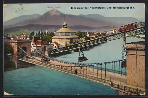 AK Innsbruck, Hungerburgbahn und Kettenbrücke, Bergbahn