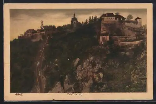 AK Graz, Schlossberg mit Bergbahn