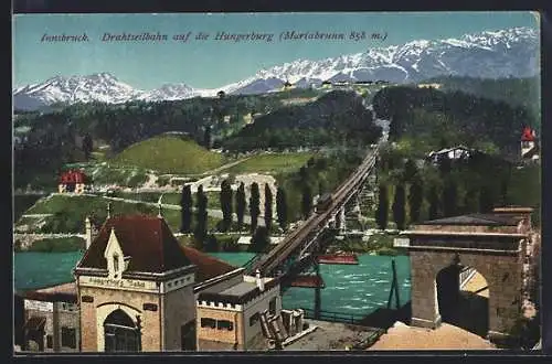 AK Innsbruck, Drahtseilbahn auf die Hungerburg Mariabrunn