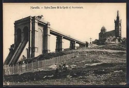 AK Marseille, Notre Dame de la Garde et Ascenseurs, Bergbahn