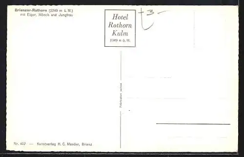 AK Brienz, Brienzer-Rothorn mit Bergbahn, Eiger, Mönch und Jungfrau