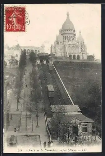AK Paris, Le Funiculaire du Sacré-Coeur, Bergbahn