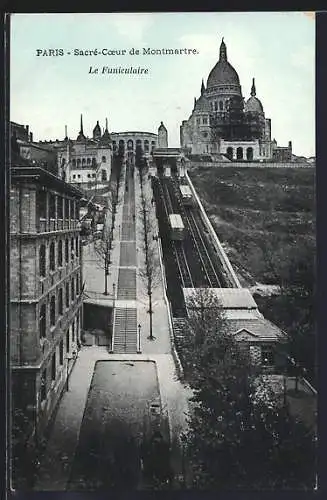 AK Paris, Sacré-Coeur de Montmartre, Le Funiculaire, Bergbahn