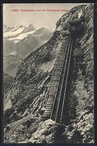 AK Pilatusbahn und die Oberländer-Alpen