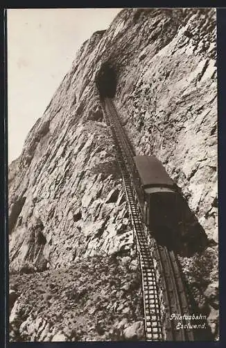 AK Pilatusbahn, Bergbahn mit Tunnel in der Eselwand