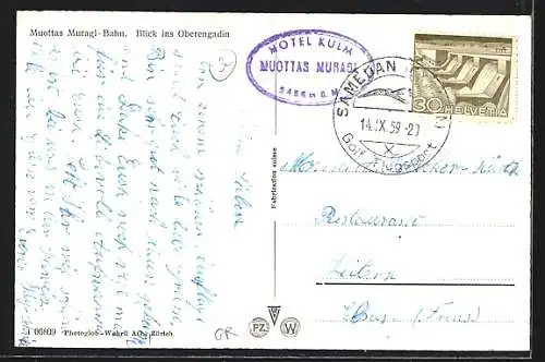 AK Muottas Muragl-Bahn, Blick ins Oberengadin