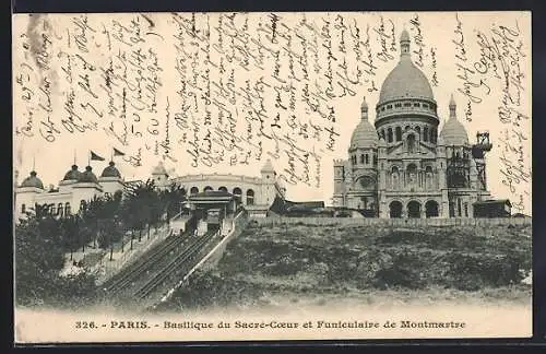 AK Paris, Bergbahn zur Basilika Sacre Coeur de Montmatre