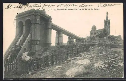 AK Marseille, Ascenseurs de N. D. de la Garde, Bergbahn