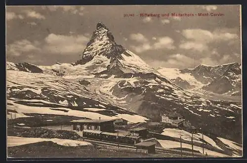 AK Bergbahn mit Riffelberg und Matterhorn