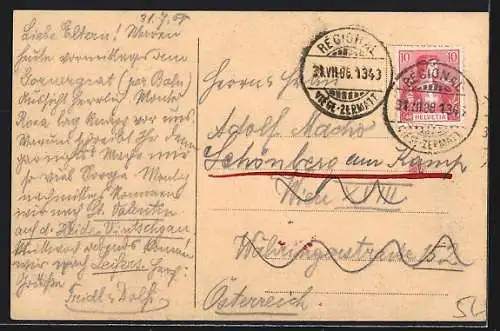 AK Bergbahn mit Riffelberg und Matterhorn